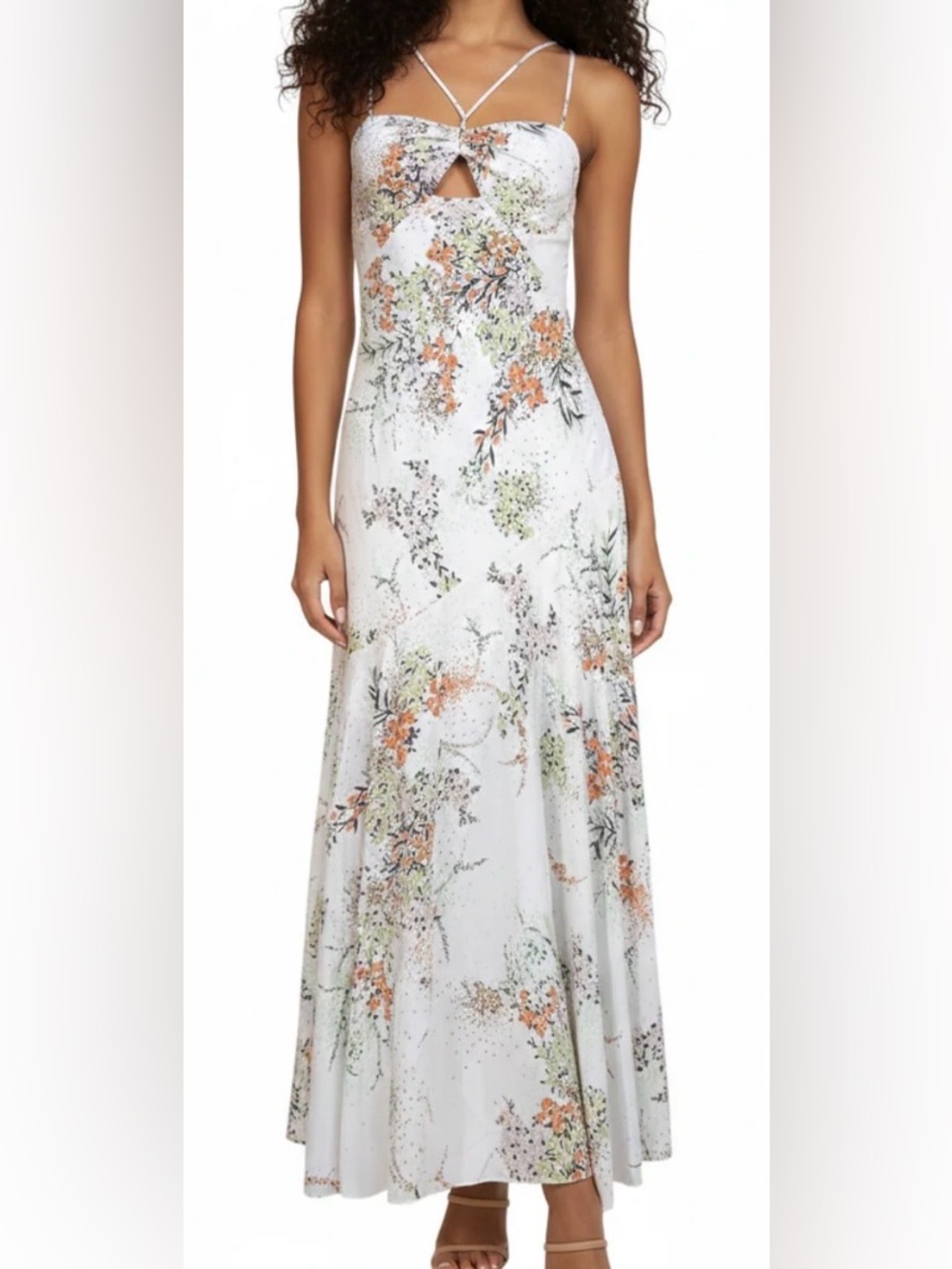 Equipment Femme White Alani Floral Print 100% Silk Slip Dress